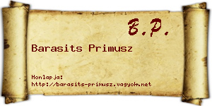 Barasits Primusz névjegykártya